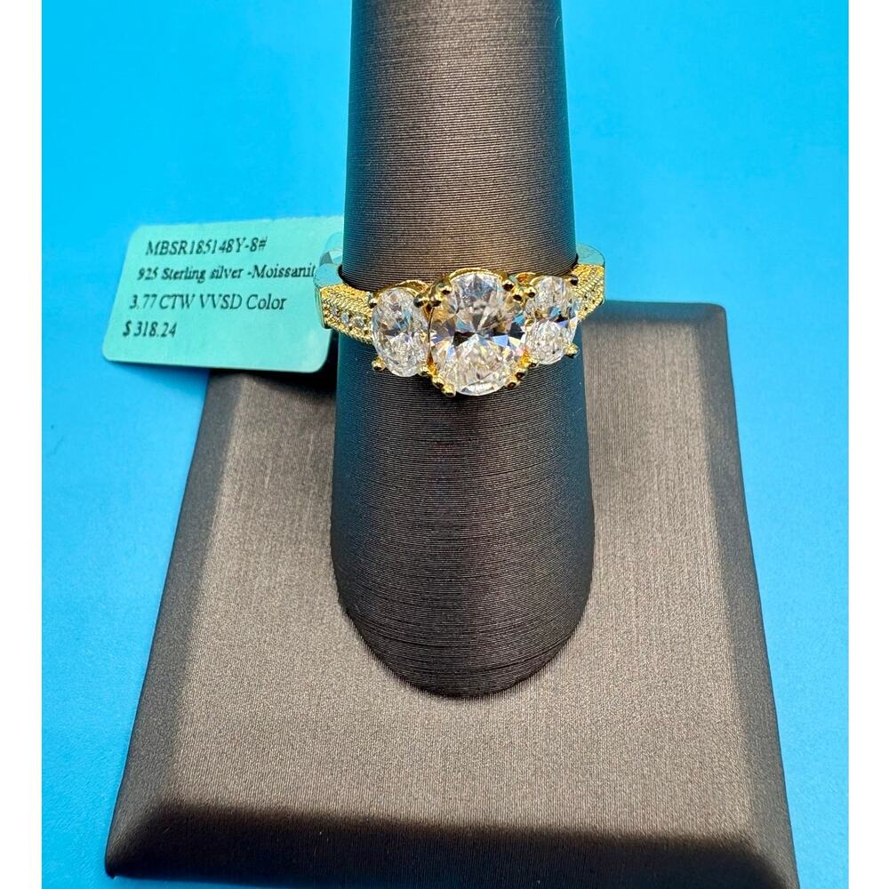 NWT - 3.77CTW Moissanite Vermeil over 925 Silver - Size 7.5